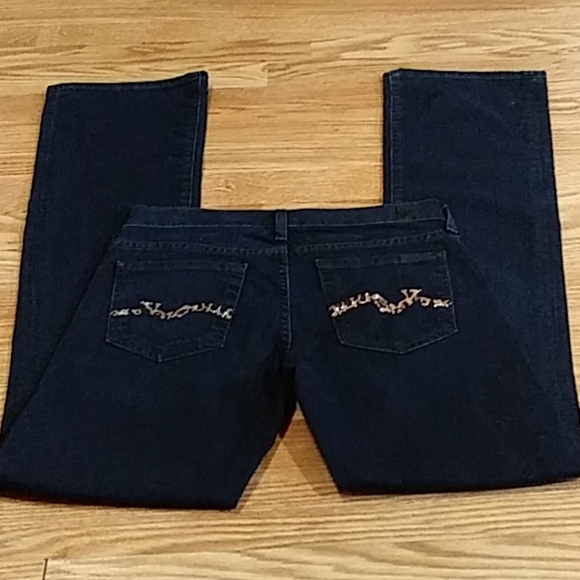 NWOT Leopard Rhinestone Dark Wash Bootcut Jeans 26 - Picture 6 of 8